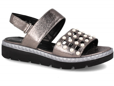 Женские сандалии Las Espadrillas 0482-276-234 (серебряный/серый) Женские сандалии Las Espadrillas 0482-276-234 (серебряный/серый) оптом