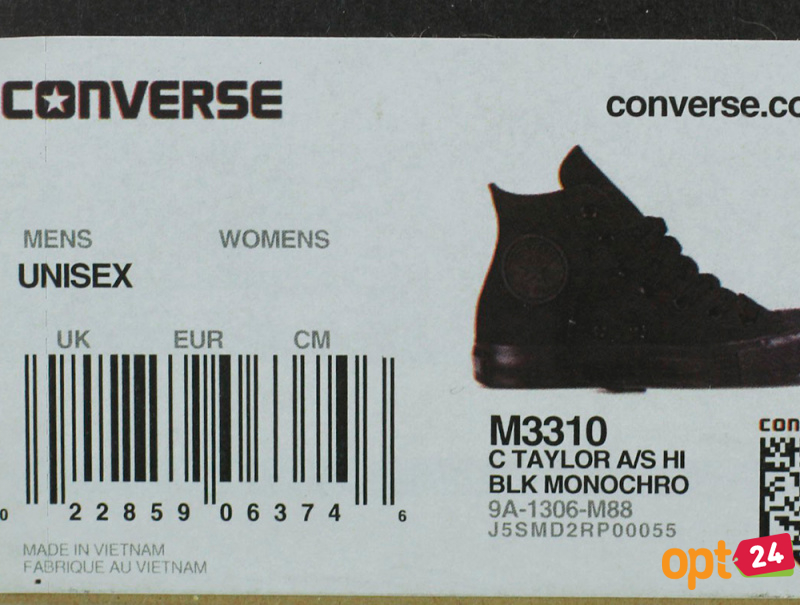 Купить оптом Кеды Converse Chuck Taylor All Star Core Hi Black Monochrome M3310 унисекс    (чёрный) - Изображение 4