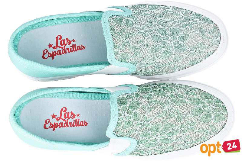 Купить оптом Текстильная обувь Las Espadrillas 5718-4340 унисекс    (бирюзовый/голубой) - Изображение 3